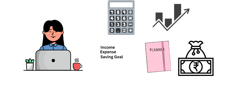 Person using a digital financial tool to track expenses and manage savings.
